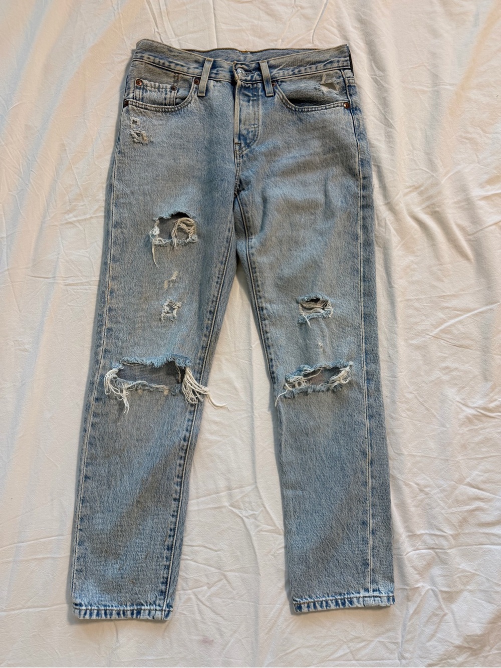 Levi's Light Blue Distressed Ankle Jeans